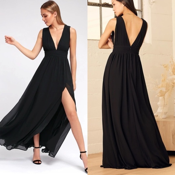 Lulus Dresses & Skirts - Black Heavenly Hues Chiffon Maxi Dress NWOT M